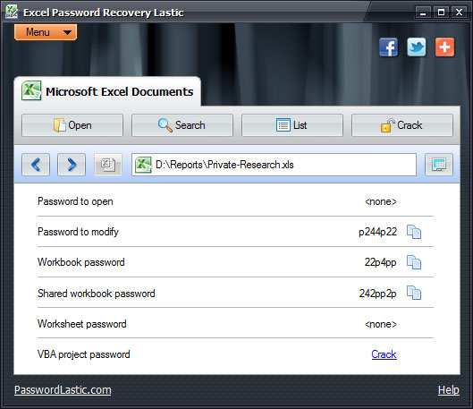 Excel Password Recovery Lastic