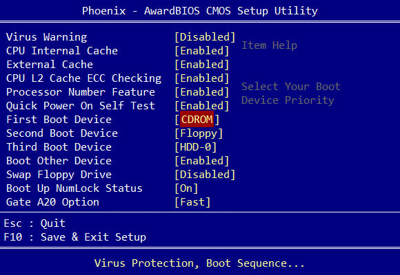 Award BIOS setup