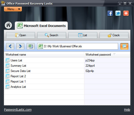 MS Excel worksheet password