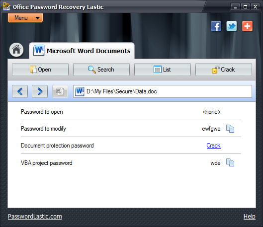 Crack MS Word password