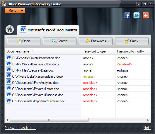 List of MS Word passwords