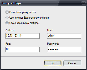 Proxy settings